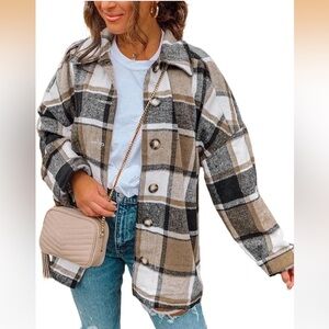 Plaid Button-Up Jacket